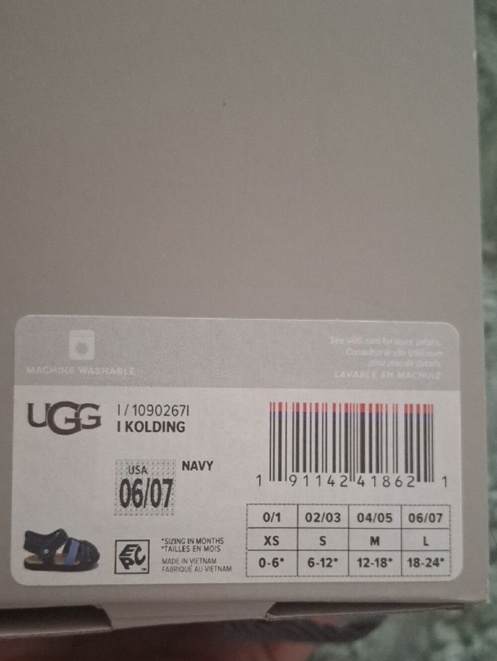 UGG Kids Navy and Light Blue Strappy Sandals - Picture 5 of 5